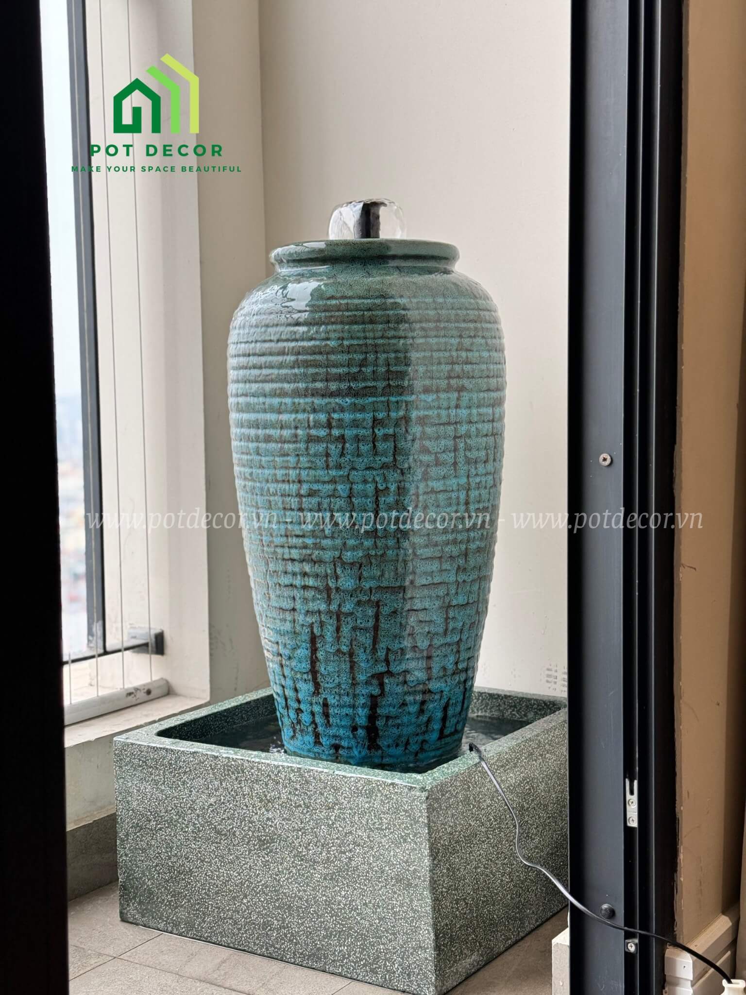 Bộ bình gốm xanh đơn